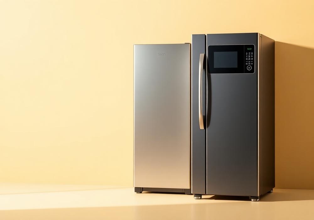 Modern fridge and microwave